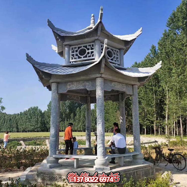多層中式涼亭，完美雕塑戶外公園