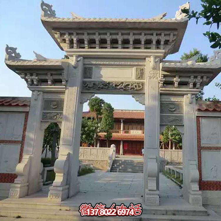 精美大理石石雕景區園林，大型門樓牌坊雕塑