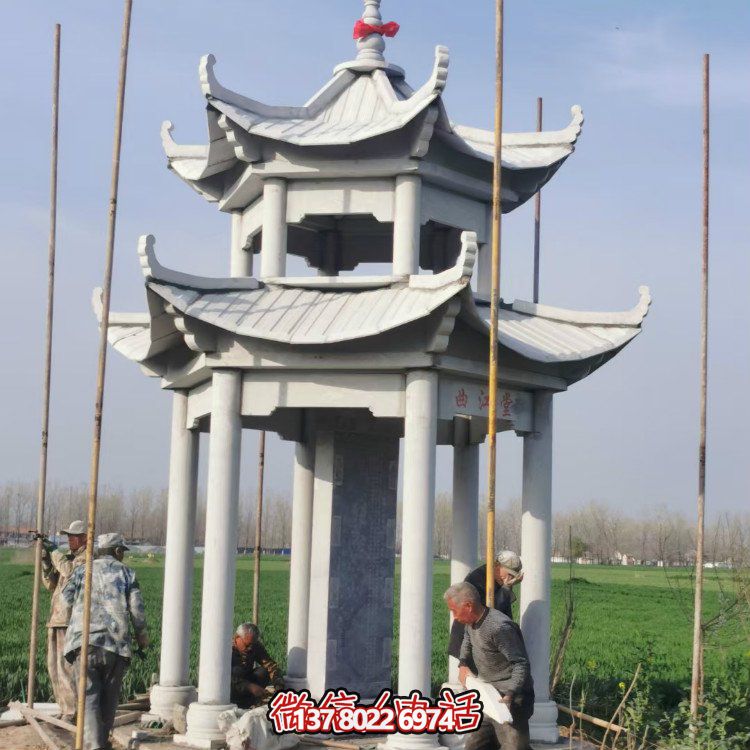 雙層大理石石雕涼亭，點綴家園，打造美麗園林景觀