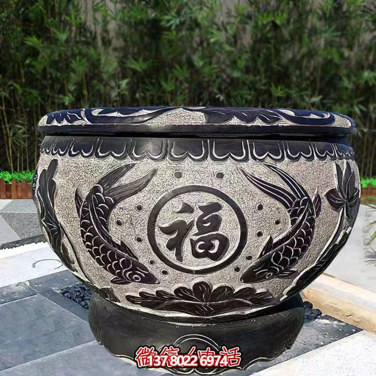 精美青石石雕缸，打造現代園林景觀