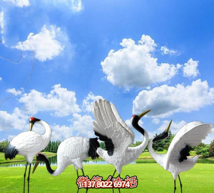 仙鶴彩繪玻璃雕塑，一次欣賞美麗風景