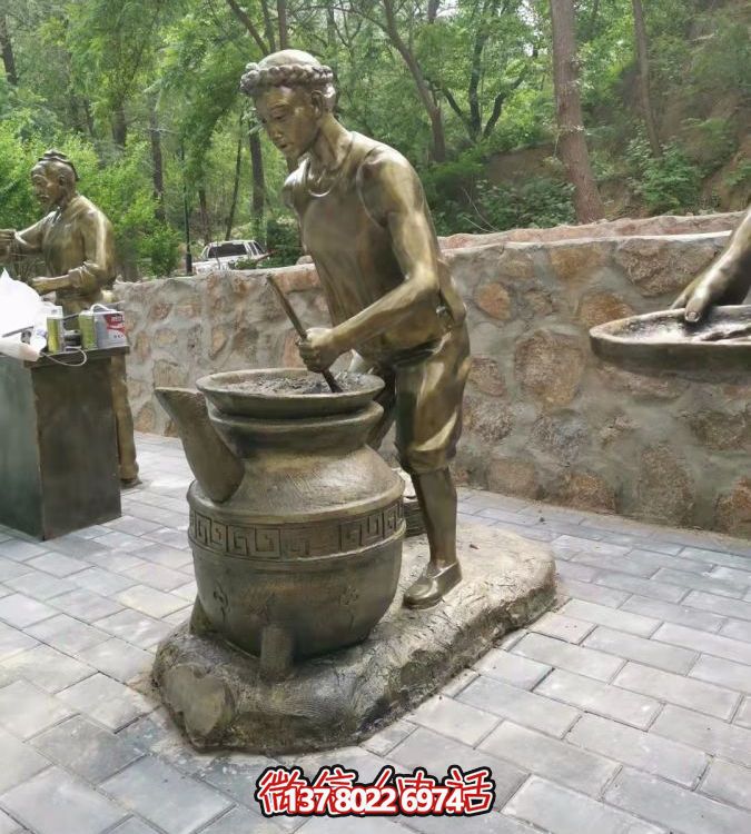 仿銅情景人物玻璃鋼雕塑，環(huán)境美化街道戶外小品