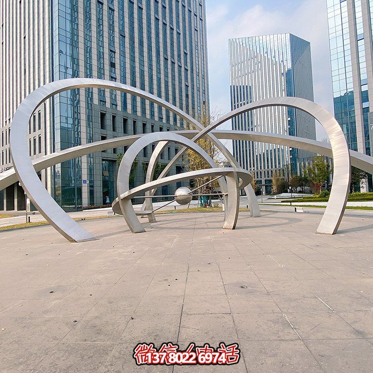 不銹鋼雕塑梅花鹿，現代幾何園林景觀裝飾