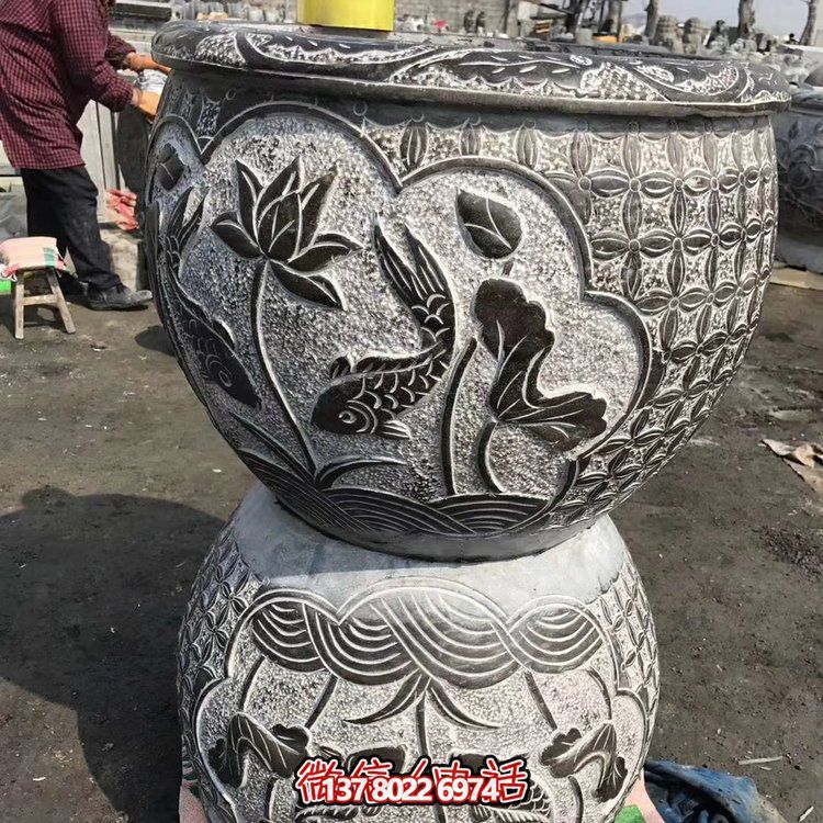 古典中式仿古石雕花盆，為您的庭院增添古風雅致