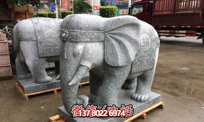 精美大理石雕塑藝術品，驚艷展現大象的宏偉氣勢