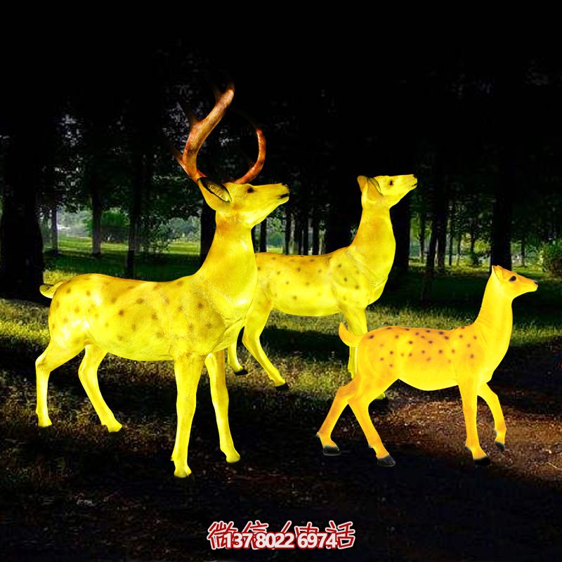 玻璃鋼梅花鹿雕塑照明，點亮夜晚的創意廣場