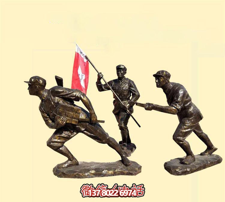 玻璃鋼八路軍雕塑，創(chuàng)意奔跑廣場(chǎng)裝飾
